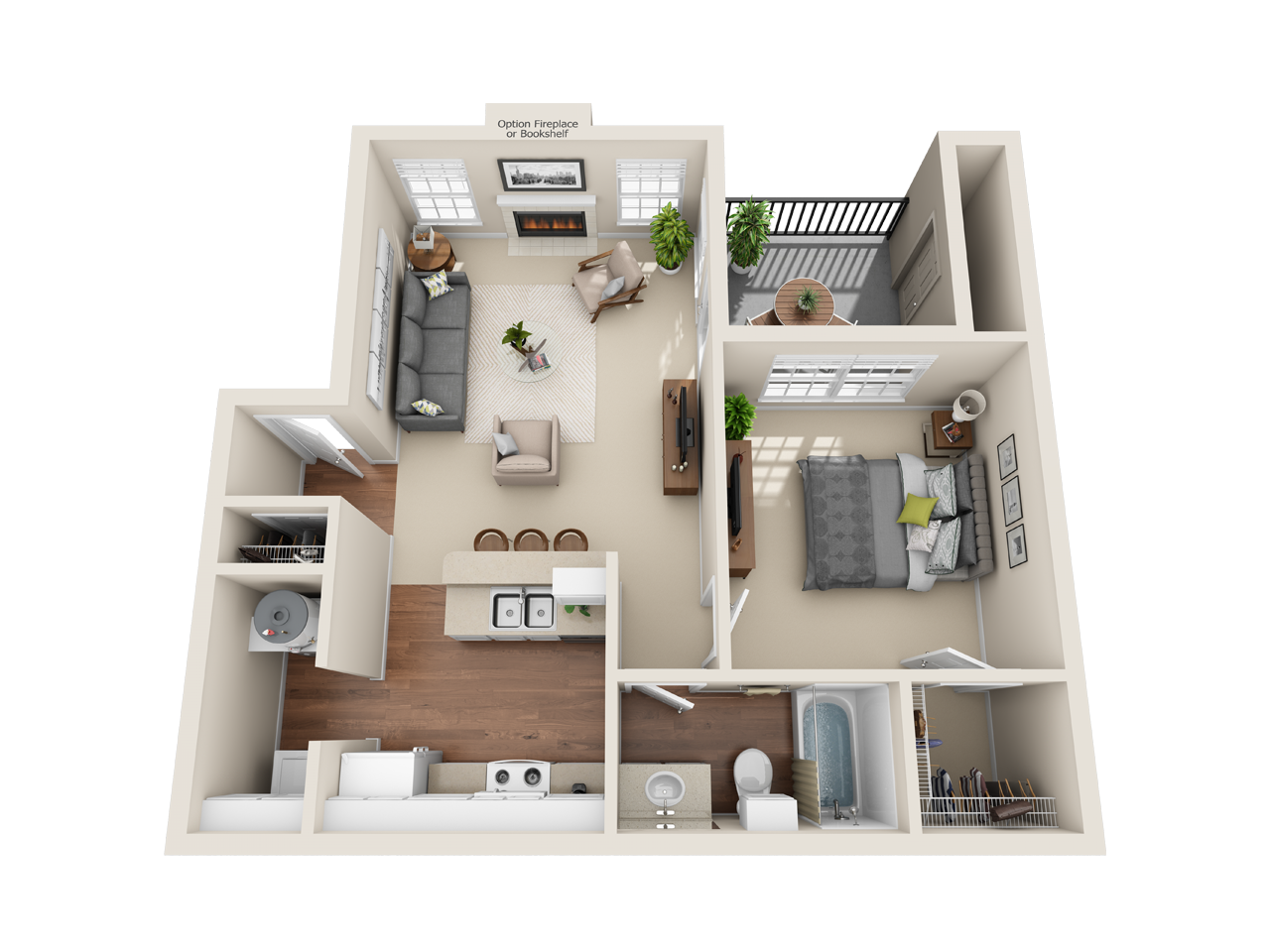 Indian Creek one bedroom apartment floor plan