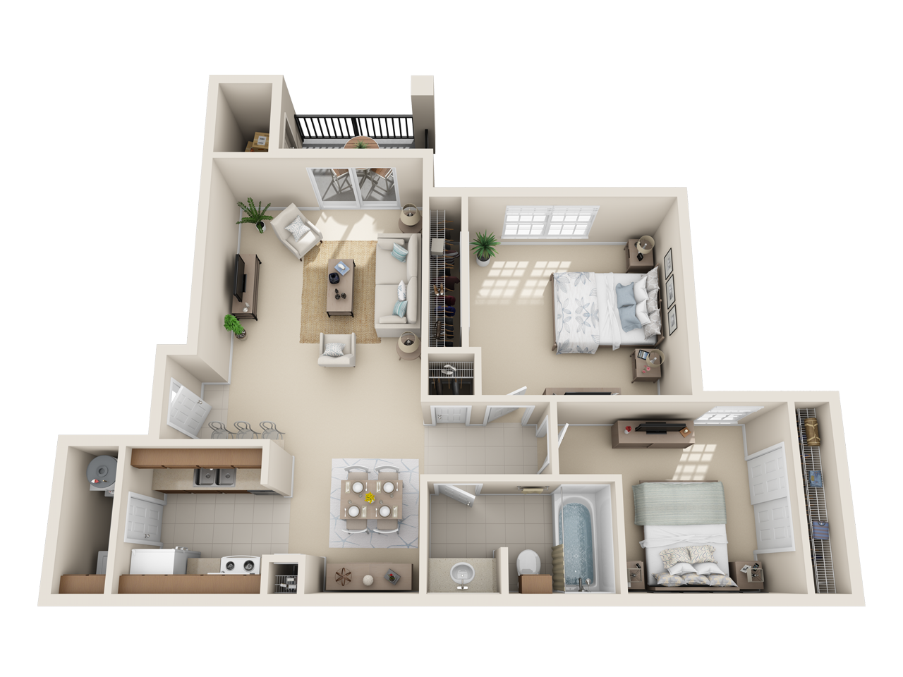 Indian Creek two bedroom apartment floor plan